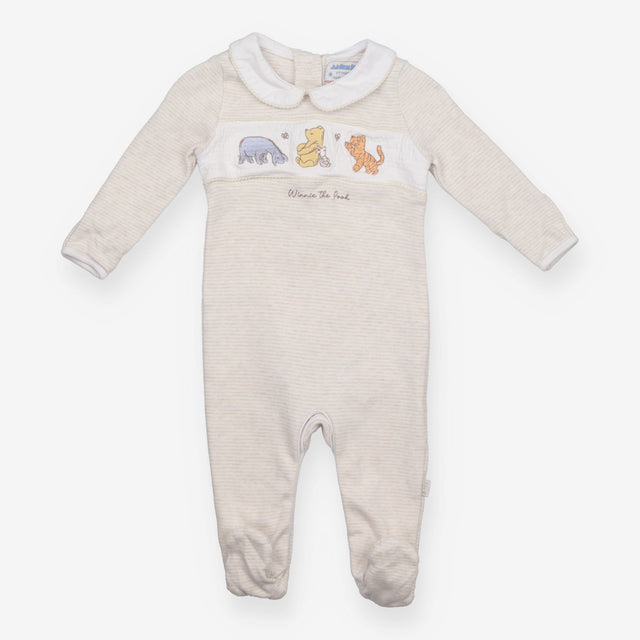 Collared Sleepsuit Beige and Cream Stripes