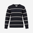 Jumper Navy Blue White Horizontal Stripe Crew Neck