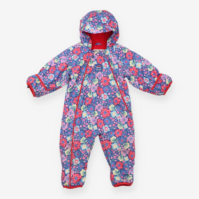 Pramsuit blue floral red lining and zip