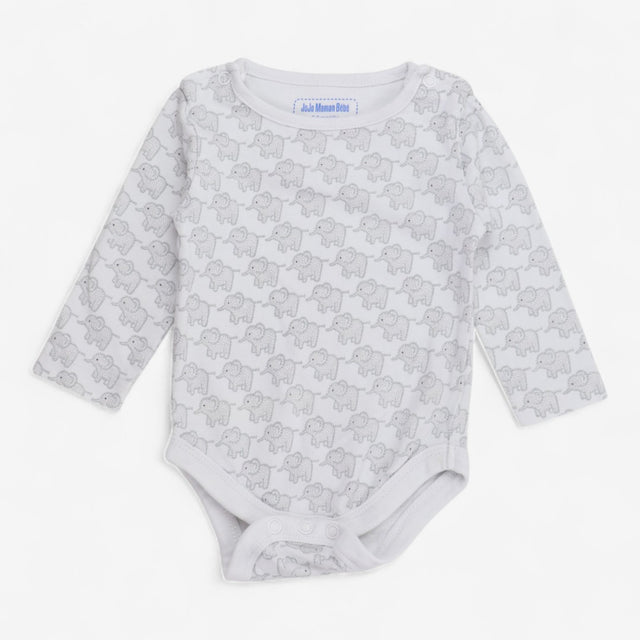 Bodysuit Long Sleeve Grey Elephants