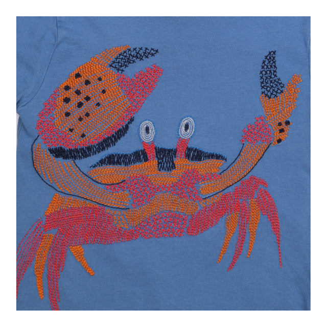 T-shirt blue embroidered crab