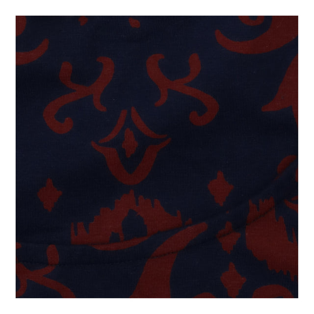 Long Sleeve Top Navy Rust Ikat Print