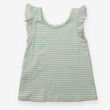 Green striped t-shirt with frilly sleeves
