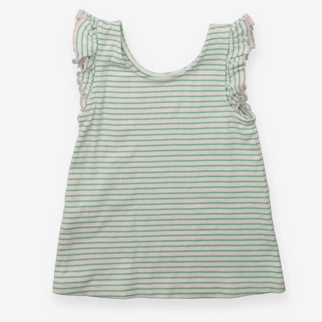 Green striped t-shirt with frilly sleeves