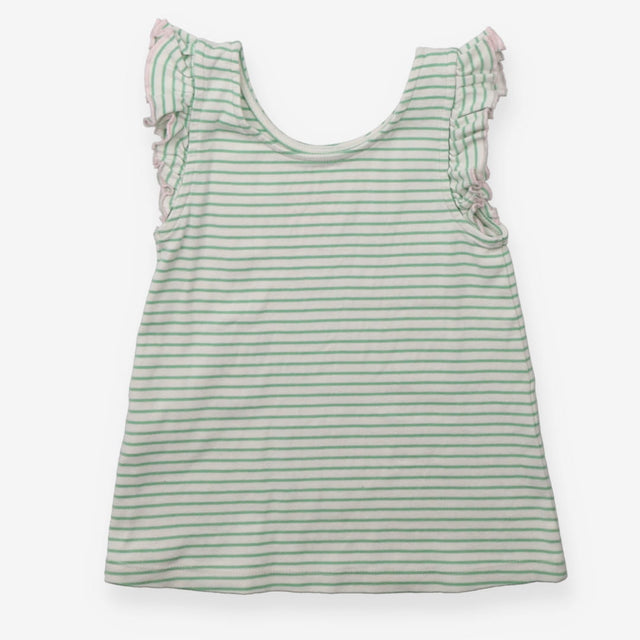 Green striped t-shirt with frilly sleeves
