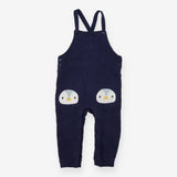 Dungarees navy blue jersey penguin face knees