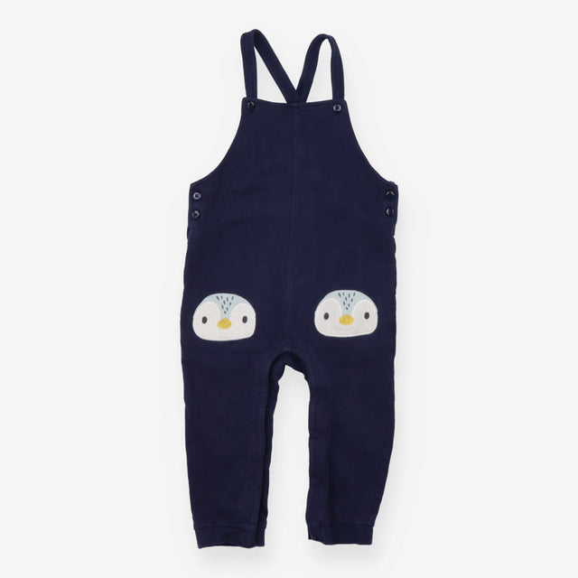 Dungarees navy blue jersey penguin face knees
