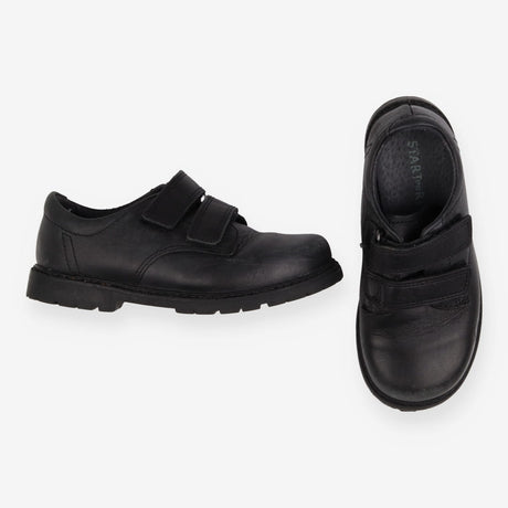 Shoes Black Leather 2 Strap Rip Tape
