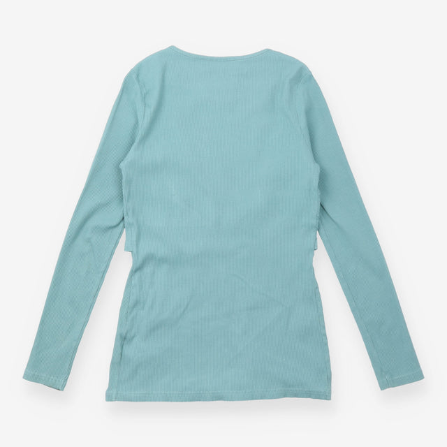 Nursing Top Sage Green Ribbed Cotton Long Sleeve