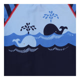 Blue whale sunsuit stripe arms