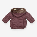 Purple Fleece Lined Coat Flower Zip