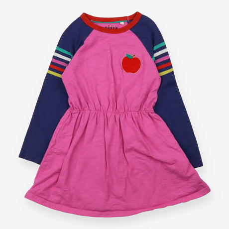 Dress jersey pink red apple blue sleeves stripes