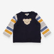 Sweatshirt navy stripe sleeves teddy