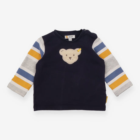 Sweatshirt navy stripe sleeves teddy