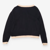 Black Cream Contrast Trim Knit Cardiga