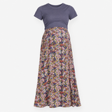 Slate Blue 2-in-1 Floral Maternity & Nursing Maxi 