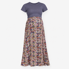 Slate Blue 2-in-1 Floral Maternity & Nursing Maxi 