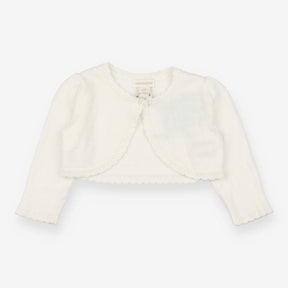 Bolero Cardigan Cream with Flower Shaped Button