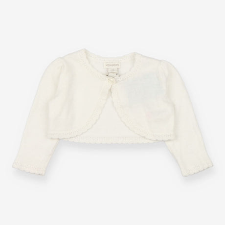 Bolero Cardigan Cream with Flower Shaped Button