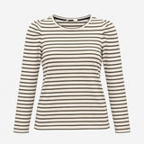 Off White Khaki Stripe 100% Cotton Gathered Puff L