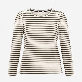 Off White Khaki Stripe 100% Cotton Gathered Puff L