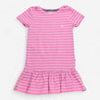 Jersey dress pink with stripes sail boat logo