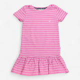 Jersey dress pink with stripes sail boat logo
