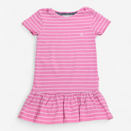 Jersey dress pink with stripes sail boat logo