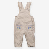 Dungarees cream blue embroidery pockets