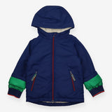 Fleece Lined Cream Raincoat Navy 