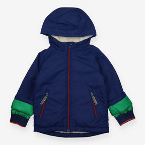 Fleece Lined Cream Raincoat Navy 