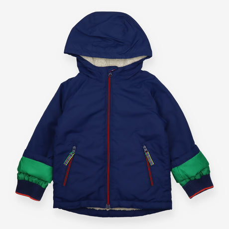 Fleece Lined Cream Raincoat Navy 