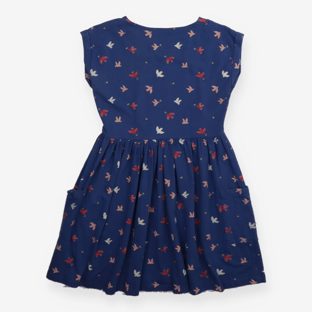 Blue Dress with Flying Birds