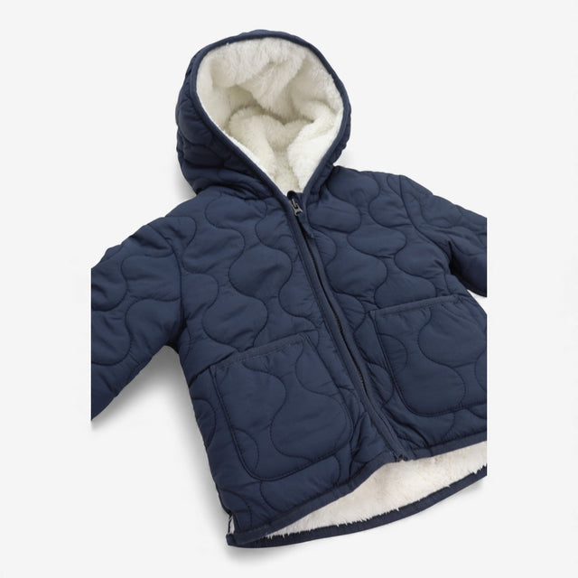 Coat Navy Quilted with Cream Sherpa Lining