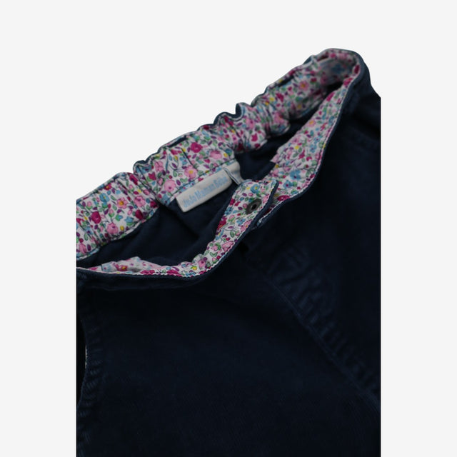 Girls cord trousers navy Floral Lining