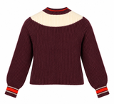 Cardigan V Neck Colourblock Striped Chunky Knit