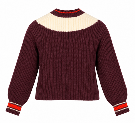 Cardigan V Neck Colourblock Striped Chunky Knit