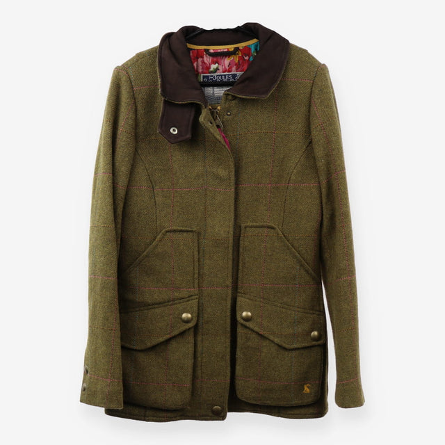 Tweed Field Coat Wool Country Jacket Suede Trim Ch