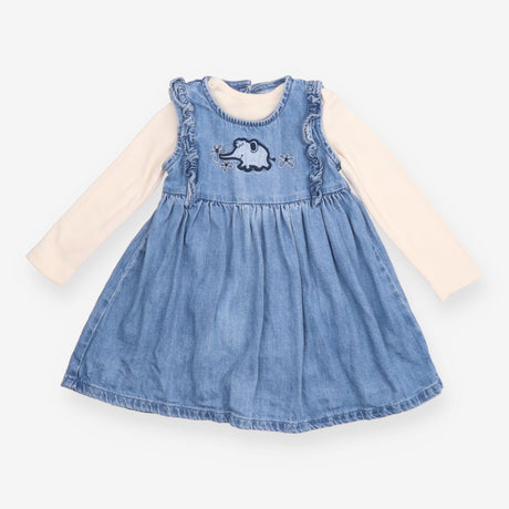 Outfit pinafore denim elephant and bodysuit long s