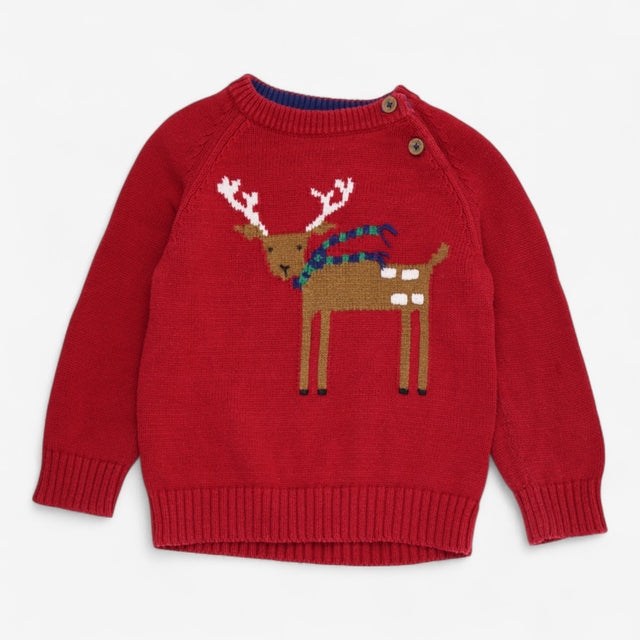 Jumper Red Knitted with Reindeer