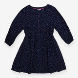 Dress Long Sleeve Navy with Multi Coloured Dots