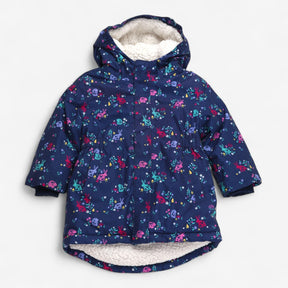 Coat Padded Blue with Rabbits and Hedgehog Print 