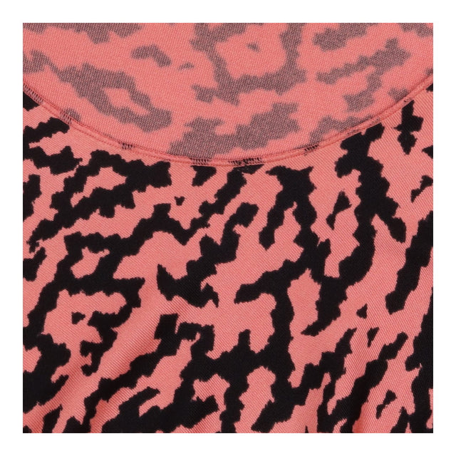 Draped Top Coral Black Abstract Print Sleeveless