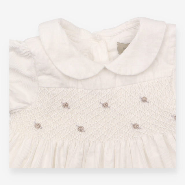 Baby Dress Smocked Corduroy Cream