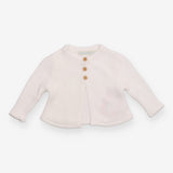 Cardigan White with Brown Buttons