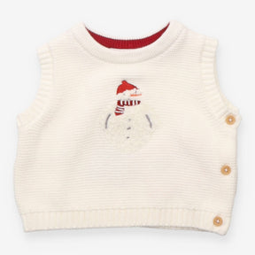 Sweater Vest Knit White Snowman