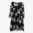 Aurelie Dark Floral Chiffon A‑Line Midi Dress