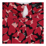 Pink Red Black Heart Print Tea Dress