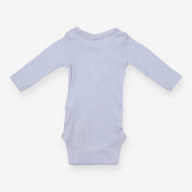Bodysuit Blue Ribbed Lace Neckline