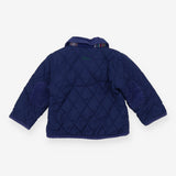 Jacket quilted navy blue cord collar green logo